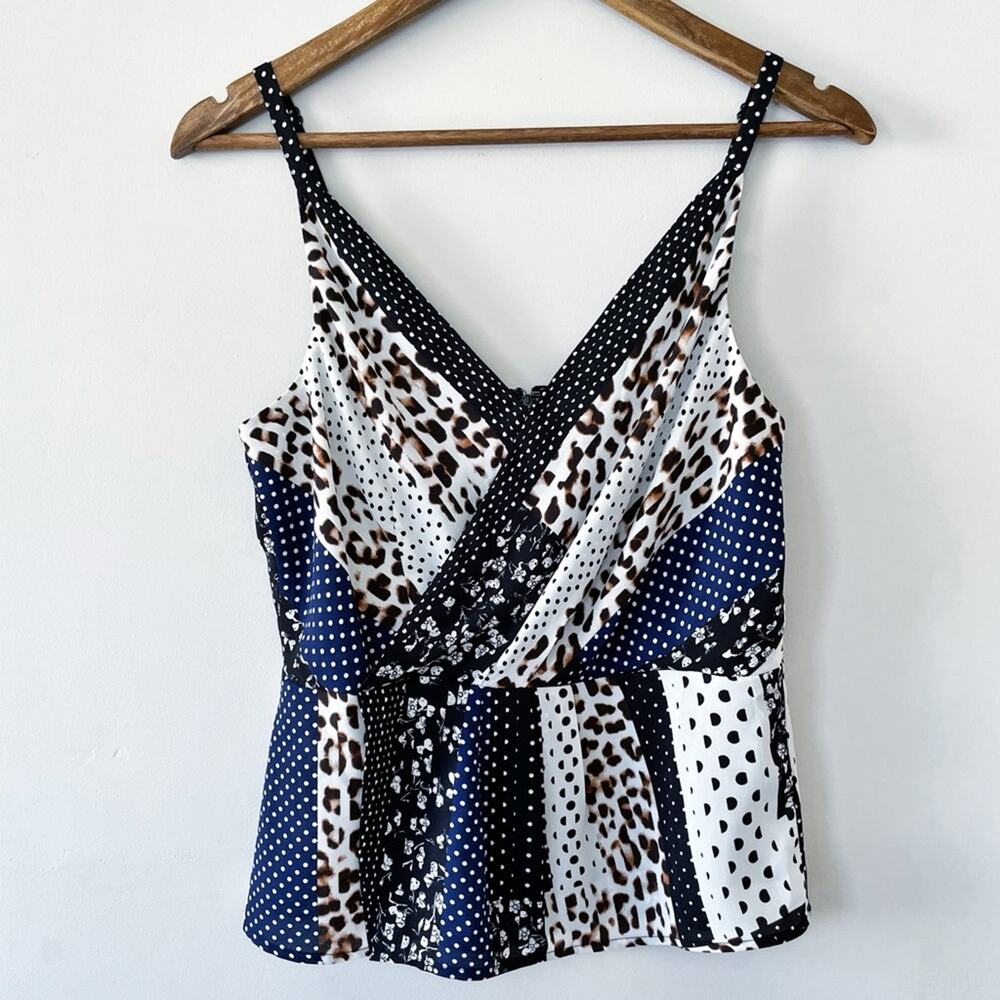 CAbi Surplice Leopard & Polka Dot Tank Top Size 4 NWOT